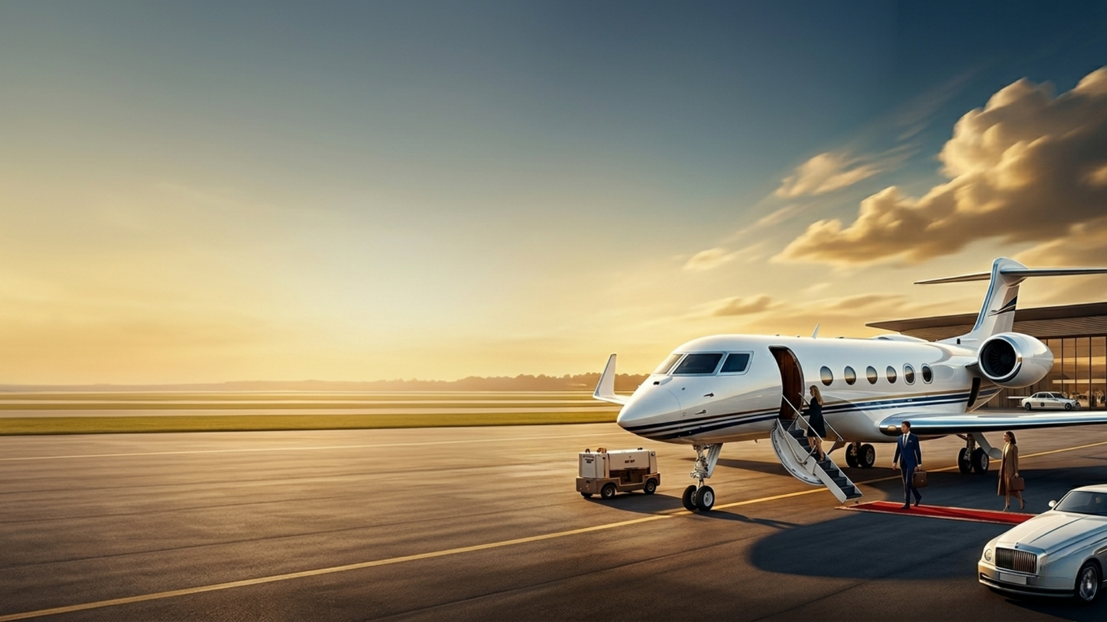 Private jet on the runway